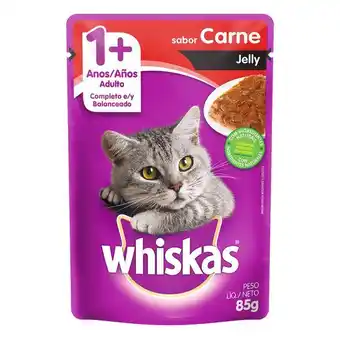 Carrefour Ração úmida whiskas sachê carne jelly para gatos adultos 85 g oferta
