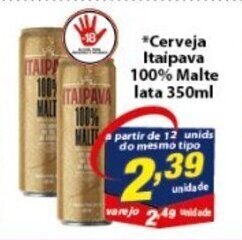 Vencedor Atacadista Cerveja Itaipava 100% Malte lata 350ml oferta
