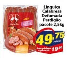 Vencedor Atacadista Linguica Calabresa Defumada Perdigao pacote 2.5kg oferta