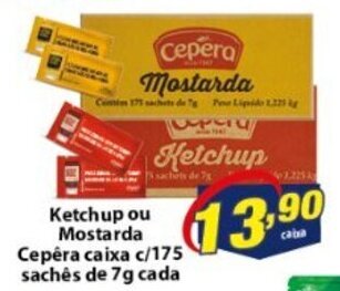 Vencedor Atacadista Ketchup ou Mostarda Cepera caixa c/175 saches de 7g cada oferta