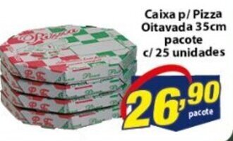 Vencedor Atacadista Caixa p/ Pizza Oitavada 35cm pacote c/25 unidades oferta