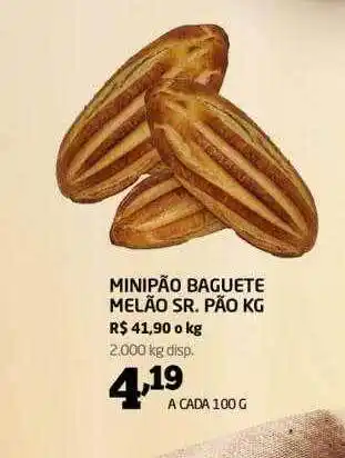 Cooper Minipão Baguete Melão Sr. Pão oferta
