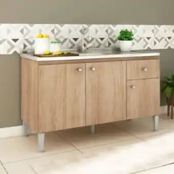 Balcão para pia 120 cm fellicci carvalho