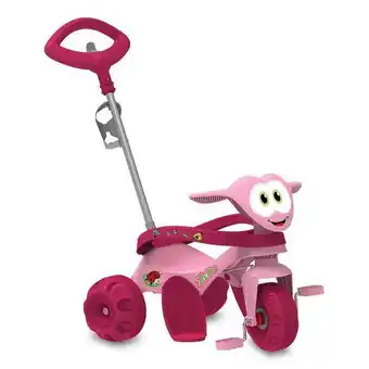 Triciclo zootico passeio e pedal rosa - bandeirante
