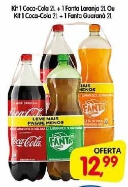 Kit 1 Coca Cola 2L + 1 Fanta Laranja 2L ou Kit 1 Coca Cola 2L + 1 Fanta Guarana 2L