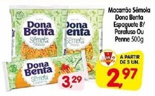 Cercadão Macarrao Semola Dona Benta Espaguete & Parafuso ou Penne 500g oferta