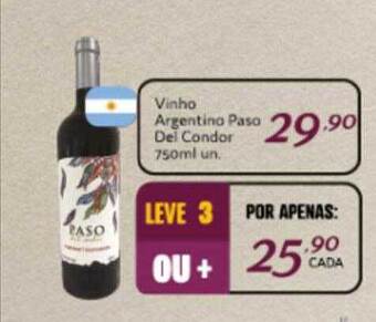 Vinho Argentino Paso Del Condor