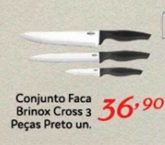 Rede Top Conjunto Faca Brinox Cross 3 Peças Preto Un. oferta