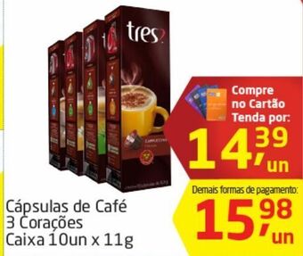 Tenda Atacado Cápsulas de café 3 corações caixa 10un x 11g oferta