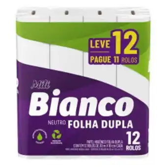 Papel higiênico mili bianco neutro 30m leve 12 pague 11und