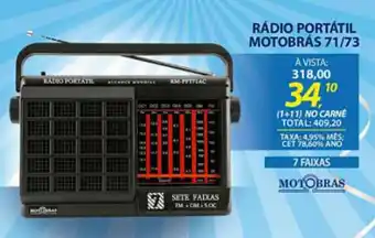 Lojas Cem Radio Portatil Motobras 71/73 oferta