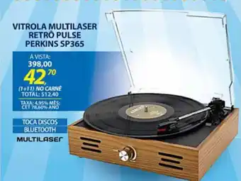 Lojas Cem Vitrola Multilaser Retro Pulse Perkins SP365 oferta