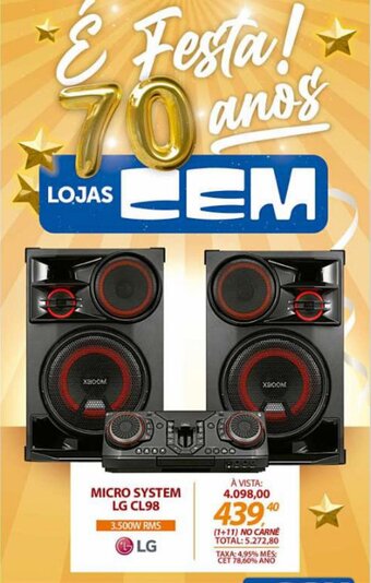 Lojas Cem Micro System LG CL98 oferta