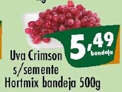 Uva Crimson s/ Semente Hortmix bandeja 500g