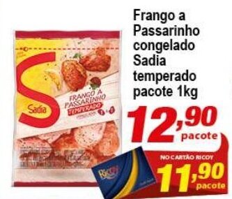 Ricoy Supermercados Frango a passarinho congelado Sadia tempero pacote 1kg oferta