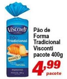 Ricoy Supermercados Pao de Forma Tradicional Visconti pacote 400g oferta
