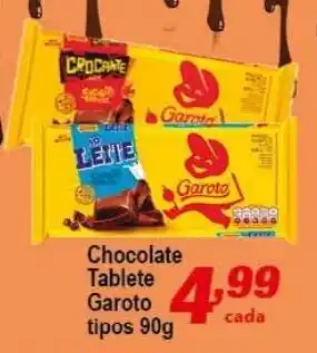 Ricoy Supermercados Chocolate Tablete Garoto tipos 90g oferta