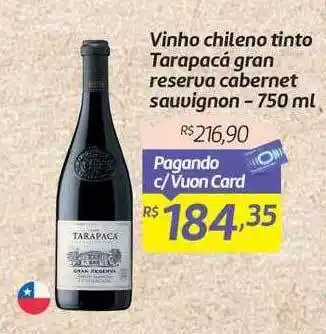 Comper Vinho Chileno Tinto Tarapacá Gran Reserva Cabernet Sauvignon oferta