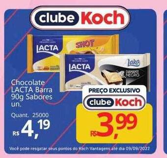 Supermercados Koch Chocolate Lacta Barra Sabores oferta