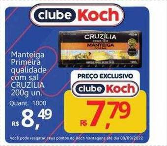 Supermercados Koch Manteiga Primeira Qualidade Com Sal Cruzilia oferta