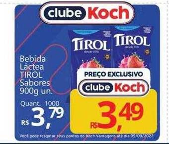 Supermercados Koch Bebida Láctea Tirol Sabores oferta