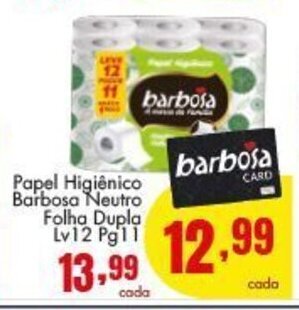 Barbosa Supermercados Papel Higiénico Barbosa Neutro Folha Dupla Lv12 Pg11 oferta