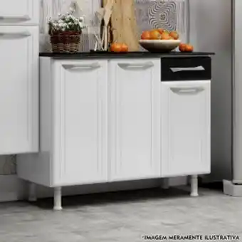Lojas Guido Balcão de aço topazio triplo 1gaveta c/tampo 813134 ./branco e preto oferta