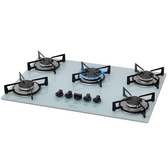 Benoit Fogão Cooktop 5 Queimadores Gás Mesa Vidro Branco Polar 1642/6986 Fischer oferta
