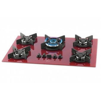 Benoit Fogão Cooktop 5 Queimadores Infinity Gás Mesa de Vidro Tripla Chama Vermelho Rouge Fischer oferta