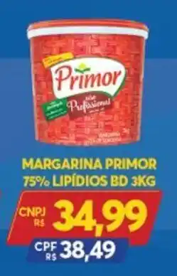 Atacadão Centro Sul Margarina Primor 75% Lipdios BD 3kg oferta