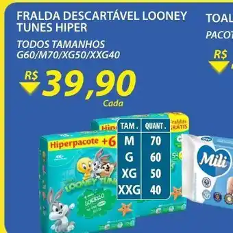 Assaí Atacadista Fralda Descartável Looney Tunes Hiper oferta