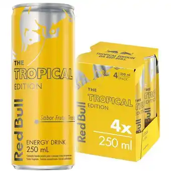 Carrefour Energético red bull energy drink, tropical edition, 250 ml (4 latas) oferta