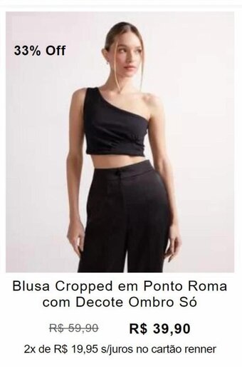 Renner Blusa Cropped em Ponto Roma com Decote Ombro So oferta