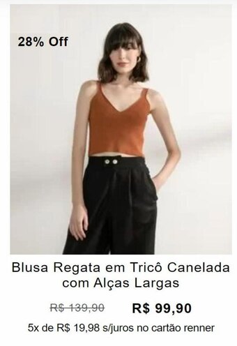 Renner Blusa Regata em Trico Canelada com Alcas Largas oferta