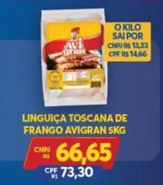 Atacadão Centro Sul Linguica Toscana de Frango Avigran 5kg oferta