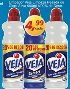 Supermercados Guanabara Limpador Veja Limpeza Pesada ou Cloro Ativo 500ml c/20% de Desc. oferta