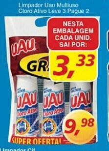 Supermercados Guanabara Limpador Uau Multiuso Cloro Arivo Leve 3 Pague 2 oferta