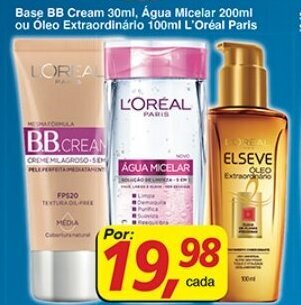 Supermercados Guanabara Base BB Cream 30ml, Agua Micelar 200ml ou Oleo Extraordinario 100ml L'Oreal Paris oferta