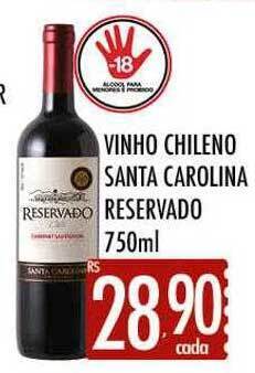 Supermercados Avenida Vinho Chileno Santa Carolina Reservado oferta