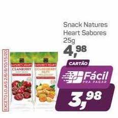 Supermercados São Vicente Snack Natures Heart Sabores oferta