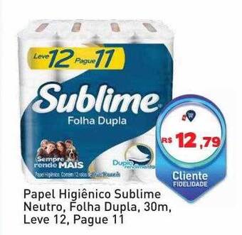 Tonin Superatacado Papel Higiênico Sublime Neutro Folha Dupla 30m Leve 12 Pague 11 oferta