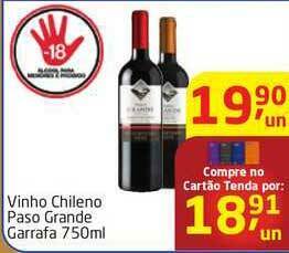 Tenda Atacado Vinho Chileno Paso Grande 750ml oferta