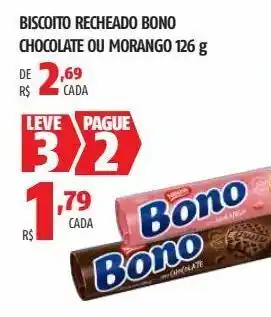 Biscoito recheado bono chocolate ou morango 126 g