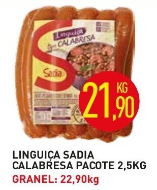 Calvo Atacadista Linguica Sadia Calabresa pacote 2.5kg oferta