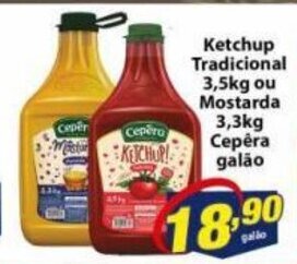 Vencedor Atacadista Ketchup Tradicional 3.5kg ou Mostarda 3.3kg Cepera galao oferta