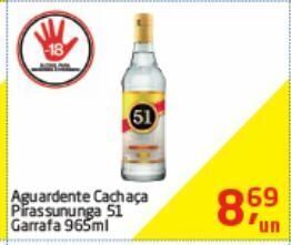 Tenda Atacado Aguardente pirassununga 51 965ml oferta