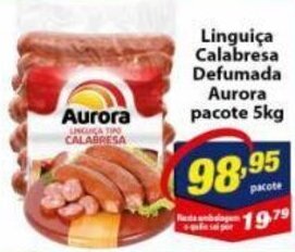 Vencedor Atacadista Linguica Calabresa Defumada Aurora pacote 5kg oferta