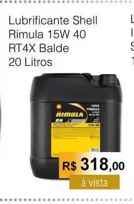 Lubrificante Shell Rimula 15w 40 Rt4x Balde 20L