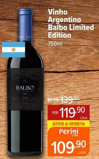 Perini Vinho Argentino Balbo Limited Edition oferta