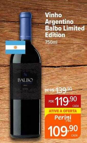 Perini Vinho Argentino Balbo Limited Edition oferta